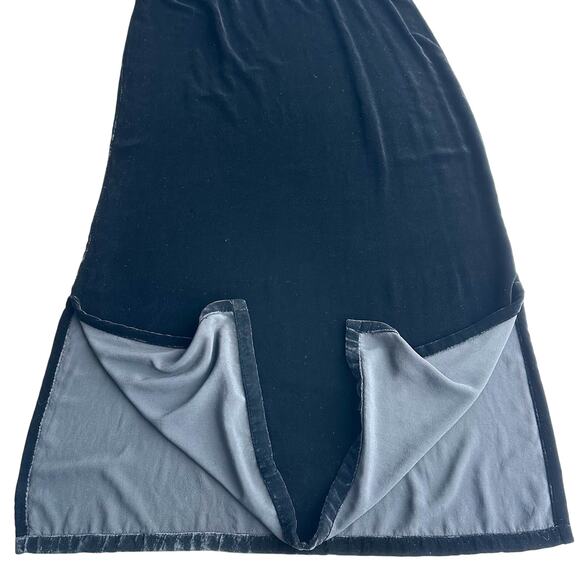 Kiko VTG Velvet Burnout Empire Spaghetti Strap Slip Black Long Dress M / L - Picture 4 of 10